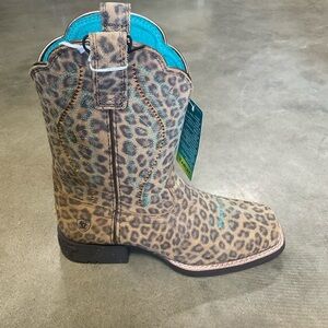 Ariat Kids Leopard Print Boots - Brown and Blue